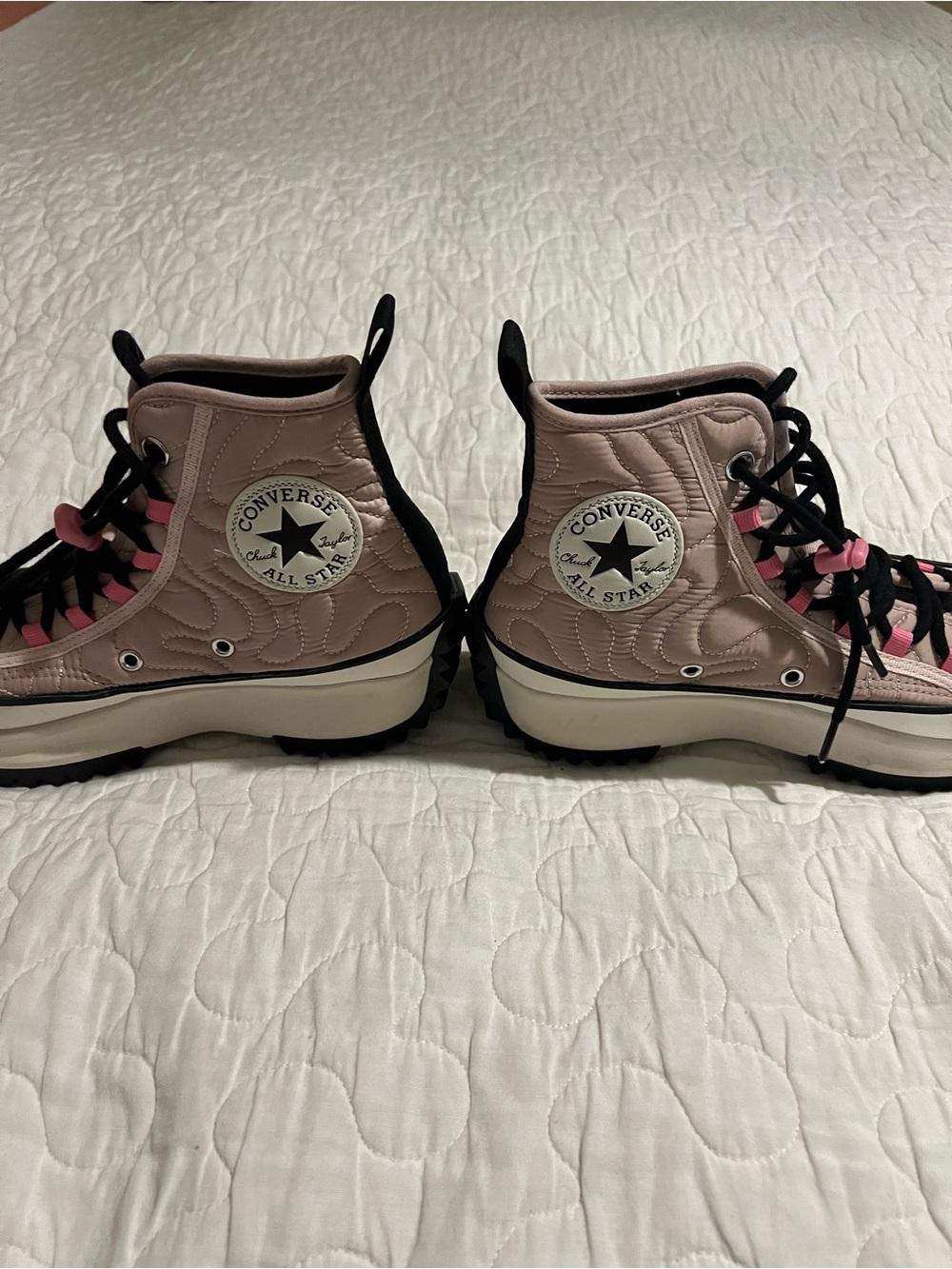 Converse Women's High-Top Sneakers in Pink, Black and White - Picture 2 of 8